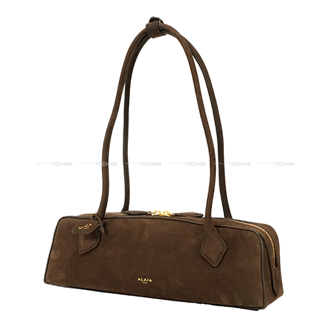 ALAIA Shoulder bag Nubuck Medium LETECKEL Brown Calf Leather Gold HW AA1S06033CA214-731[BRAND NEW][Authentic]