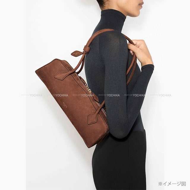 ALAIA Shoulder bag Nubuck Medium LETECKEL Brown Calf Leather Gold HW AA1S06033CA214-731[BRAND NEW][Authentic]