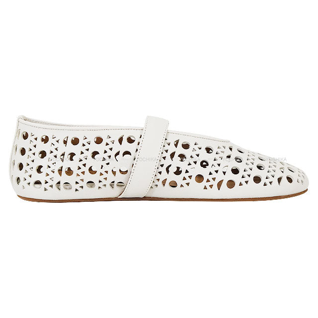 ALAIA ballet shoes(flat shoes) Flat Shoes Vienne Ballerina Blanc (White) Lambskin/Zamak #38 Silver HW AA3A029CK216-020[EXCELLENT][Authentic]