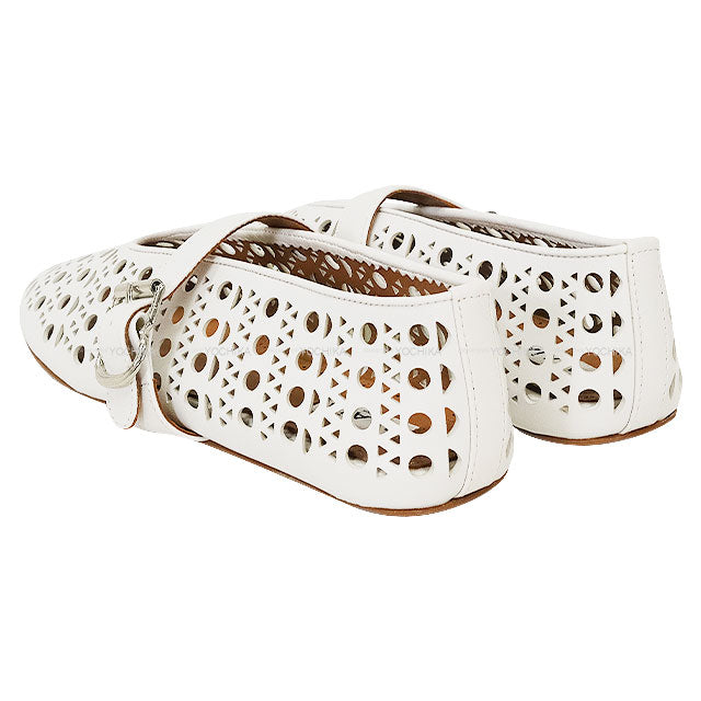 ALAIA ballet shoes(flat shoes) Flat Shoes Vienne Ballerina Blanc (White) Lambskin/Zamak #38 Silver HW AA3A029CK216-020[EXCELLENT][Authentic]