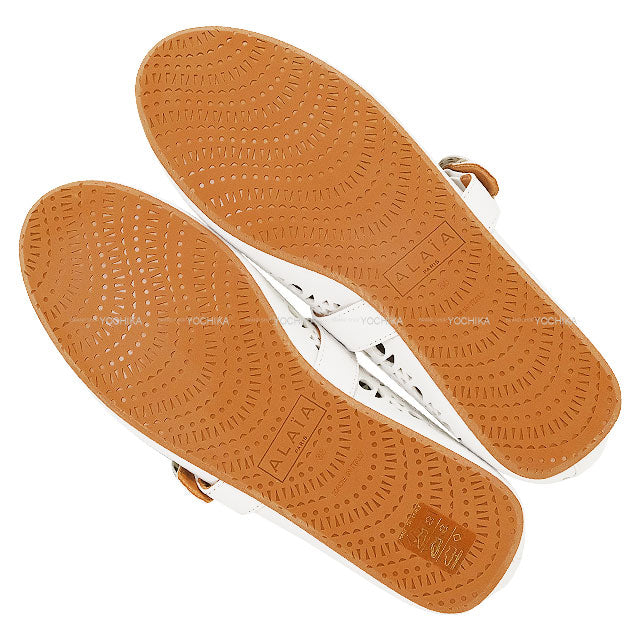 ALAIA ballet shoes(flat shoes) Flat Shoes Vienne Ballerina Blanc (White) Lambskin/Zamak #38 Silver HW AA3A029CK216-020[EXCELLENT][Authentic]