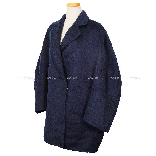 [Pre-loved] MAX MARA Short Coat Oversized Sequoia Navy Camel Wool/Mohair #34 2421060826[LIKE NEW][Authentic]