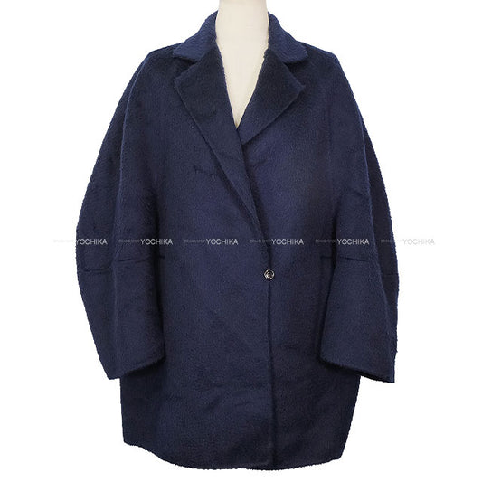 [Pre-loved] MAX MARA Short Coat Oversized Sequoia Navy Camel Wool/Mohair #34 2421060826[LIKE NEW][Authentic]