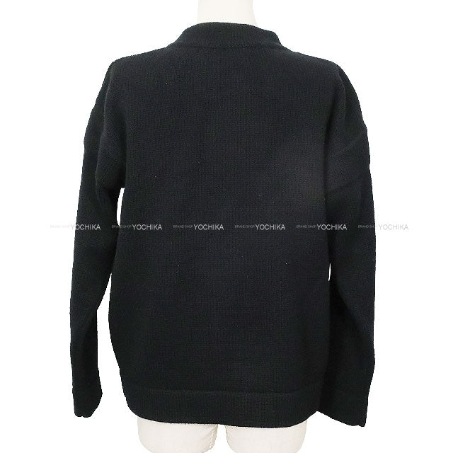 [Pre-loved] CHANEL Cardigan Knit Icon COCO Mark Button Noir (Black) Cashmere #34 P73554[LIKE NEW][Authentic]