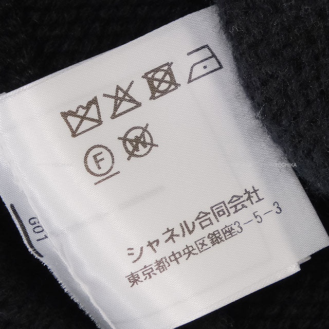 [Pre-loved] CHANEL Cardigan Knit Icon COCO Mark Button Noir (Black) Cashmere #34 P73554[LIKE NEW][Authentic]