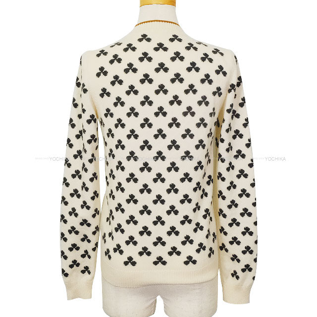 [Pre-loved] 2019AW HERMES Cardigan Kroeber Sellier Button Nit Ivory/Black/Brown Cashmere100% #34[LIKE NEW][Authentic]