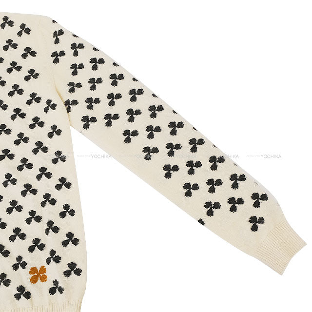 [Pre-loved] 2019AW HERMES Cardigan Kroeber Sellier Button Nit Ivory/Black/Brown Cashmere100% #34[LIKE NEW][Authentic]