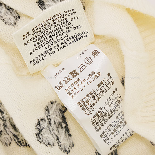 [Pre-loved] 2019AW HERMES Cardigan Kroeber Sellier Button Nit Ivory/Black/Brown Cashmere100% #34[LIKE NEW][Authentic]