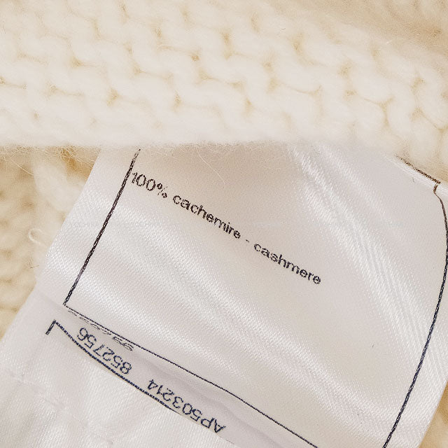 2022AW CHANEL Cardigan Knit Icon COCO Mark Button Ivory Cashmere #34 Gold HW P73554[EXCELLENT][Authentic]