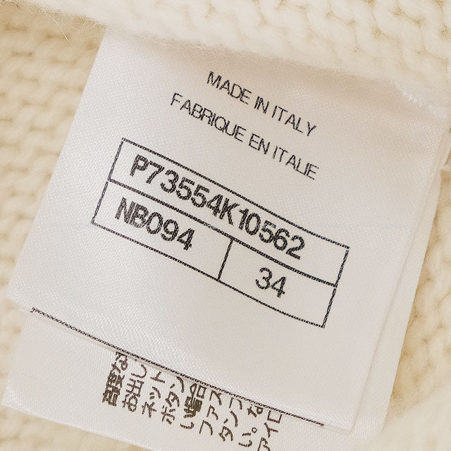 2022AW CHANEL Cardigan Knit Icon COCO Mark Button Ivory Cashmere #34 Gold HW P73554[EXCELLENT][Authentic]