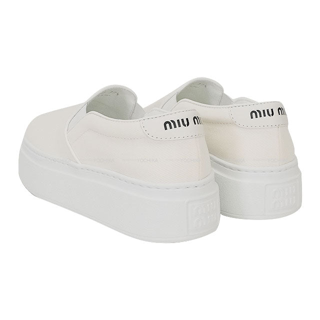 Miu Miu sneakers Slip-ons Blanc (White) #37.5 5S152E[EXCELLENT][Authentic]