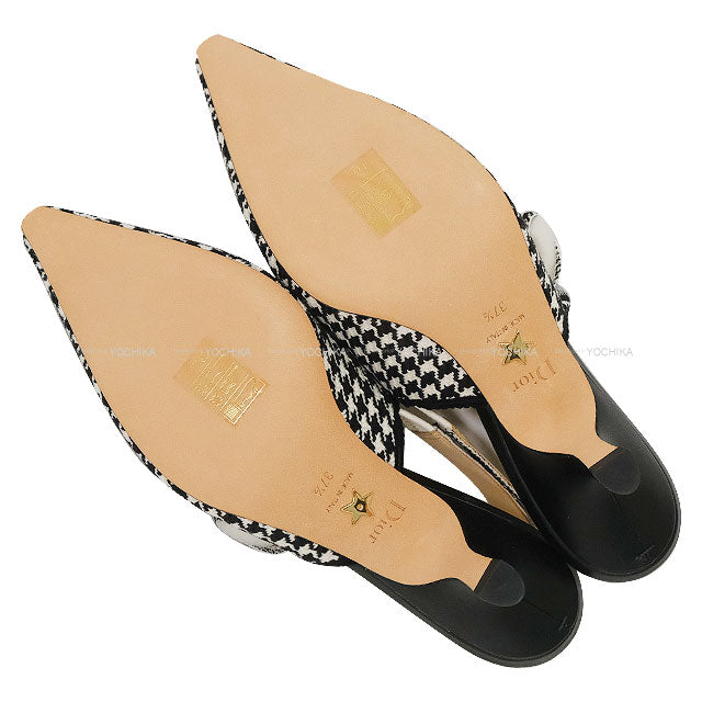 Dior pumps J'ADIOR Sling Back Ribbon Houndstooth Heel Noir (Black)/Blanc (White) Technical fabric #37.5 KDP866MPK19W[BRAND NEW][Authentic]