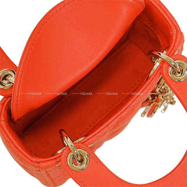 Dior Shoulder bag Lady Dior Micro Orange Cannage Lambskin Champagne Gold HW S0856ONGE[BRAND NEW][Authentic]