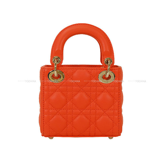 Dior Shoulder bag Lady Dior Micro Orange Cannage Lambskin Champagne Gold HW S0856ONGE[BRAND NEW][Authentic]