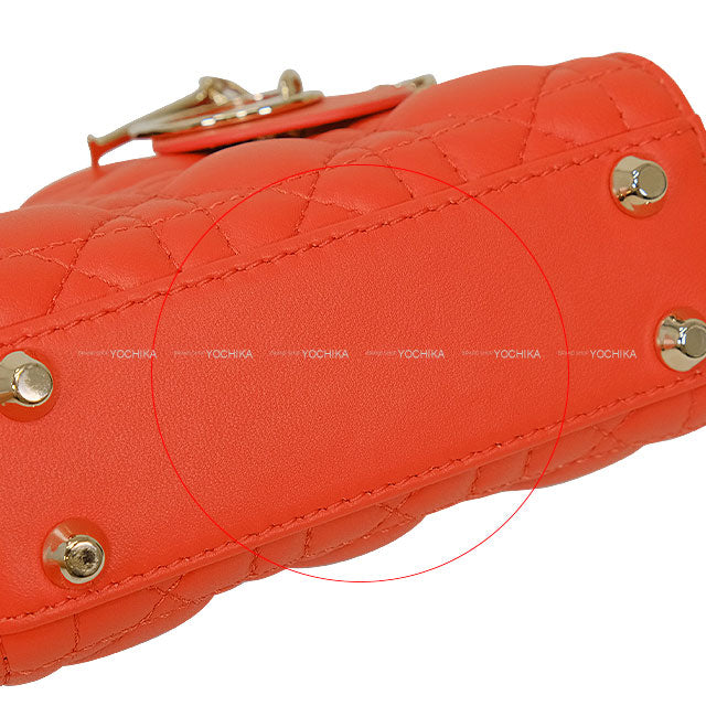 Dior Shoulder bag Lady Dior Micro Orange Cannage Lambskin Champagne Gold HW S0856ONGE[BRAND NEW][Authentic]