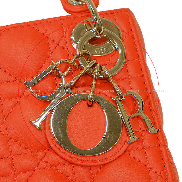 Dior Shoulder bag Lady Dior Micro Orange Cannage Lambskin Champagne Gold HW S0856ONGE[BRAND NEW][Authentic]