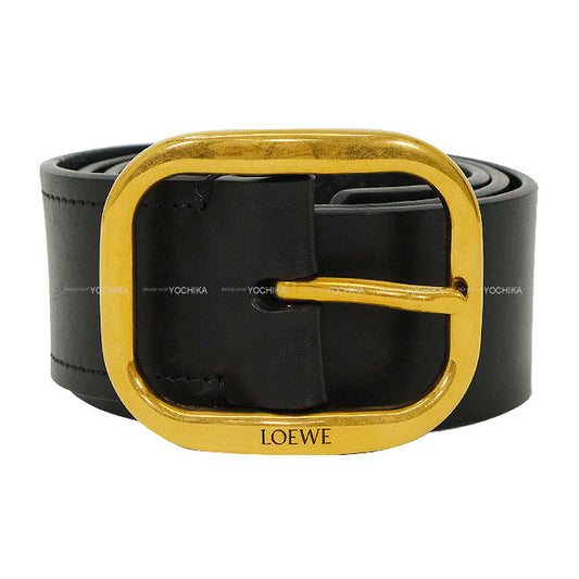 LOEWE belt Round Buckle Soft Noir (Black) Classic Calf #70 Mat Gold HW E619244XAI[BRAND NEW][Authentic]