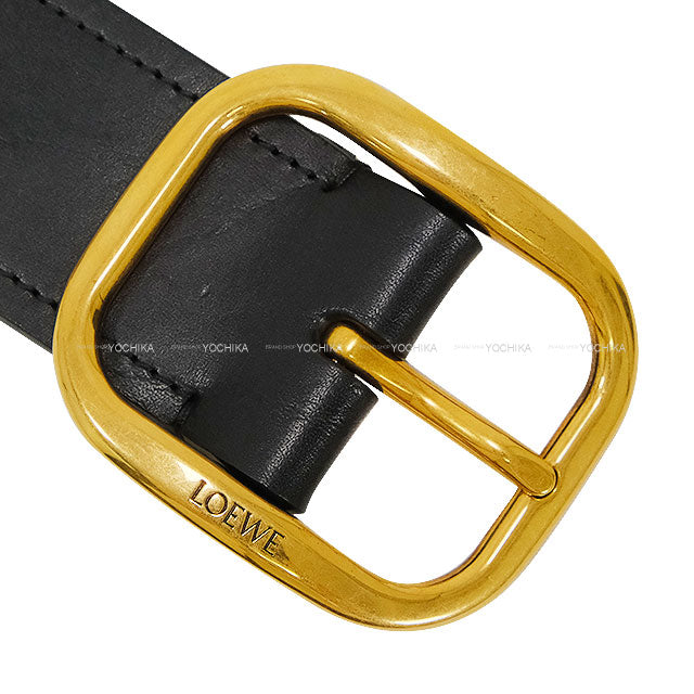 LOEWE belt Round Buckle Soft Noir (Black) Classic Calf #70 Mat Gold HW E619244XAI[BRAND NEW][Authentic]