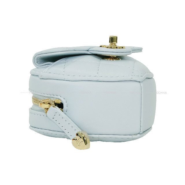 2025AW CHANEL bag charm Matelasse Coco mark Mini Heart Light Blue Lambskin Champagne Gold HW AP4838[BRAND NEW][Authentic]