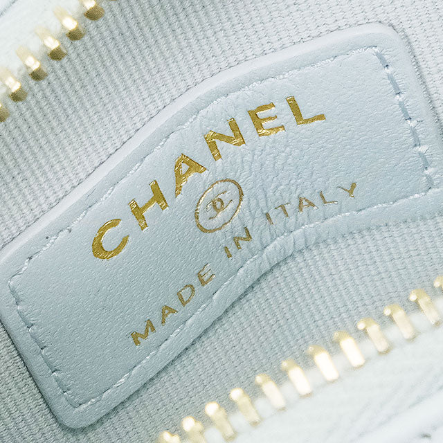 2025AW CHANEL bag charm Matelasse Coco mark Mini Heart Light Blue Lambskin Champagne Gold HW AP4838[BRAND NEW][Authentic]