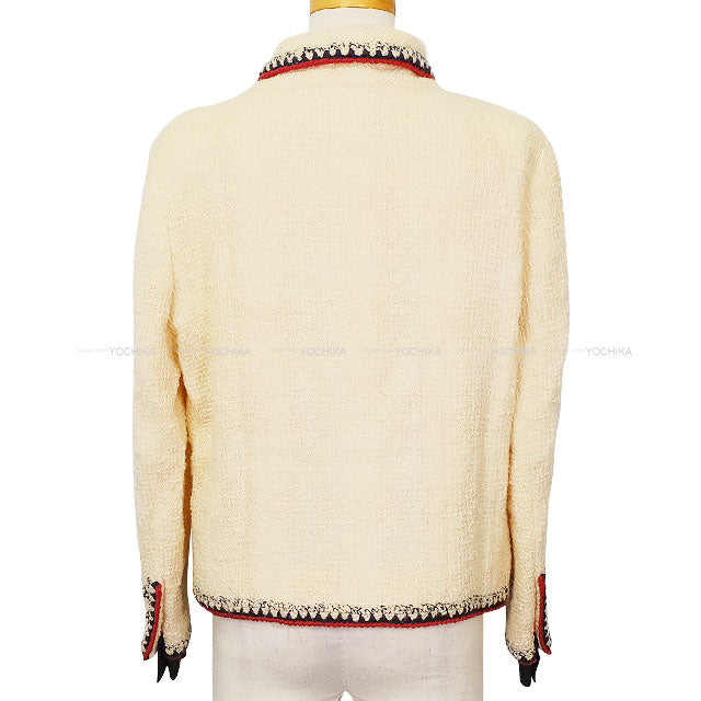 [Pre-loved] 2006AW CHANEL Tailored jacket Tweed 4 Pockets COCO Button Blanc (White)/Multicolor Wool/Silk/Mohair/Nylon/Rayon #40 06AP28981[USED SA][Authentic]