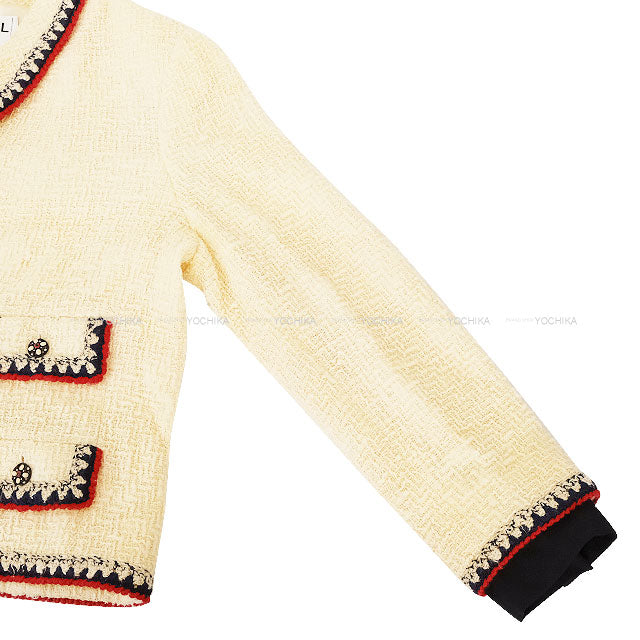 [Pre-loved] 2006AW CHANEL Tailored jacket Tweed 4 Pockets COCO Button Blanc (White)/Multicolor Wool/Silk/Mohair/Nylon/Rayon #40 06AP28981[USED SA][Authentic]