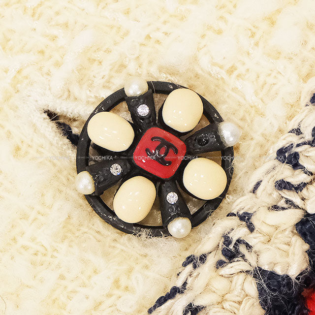 [Pre-loved] 2006AW CHANEL Tailored jacket Tweed 4 Pockets COCO Button Blanc (White)/Multicolor Wool/Silk/Mohair/Nylon/Rayon #40 06AP28981[USED SA][Authentic]