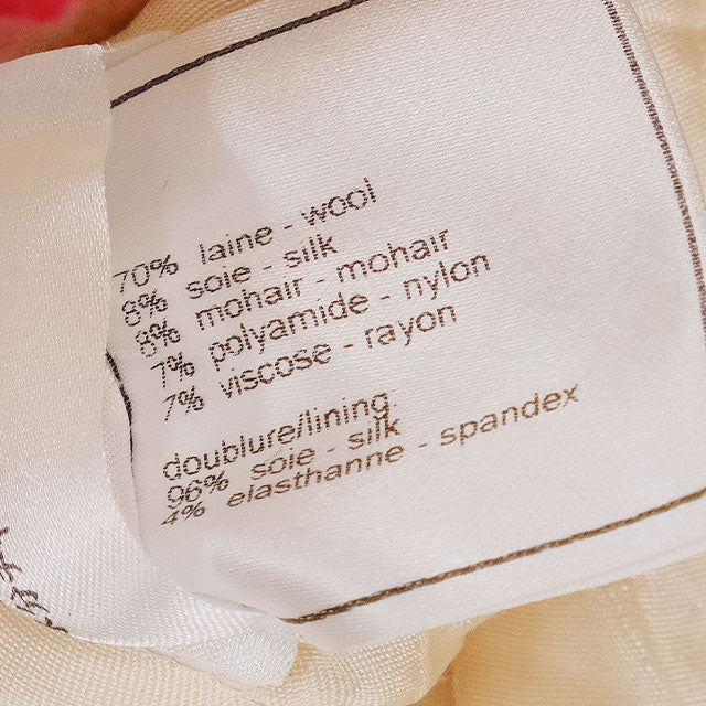 [Pre-loved] 2006AW CHANEL Tailored jacket Tweed 4 Pockets COCO Button Blanc (White)/Multicolor Wool/Silk/Mohair/Nylon/Rayon #40 06AP28981[USED SA][Authentic]