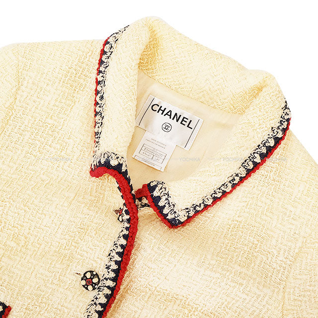 [Pre-loved] 2006AW CHANEL Tailored jacket Tweed 4 Pockets COCO Button Blanc (White)/Multicolor Wool/Silk/Mohair/Nylon/Rayon #40 06AP28981[USED SA][Authentic]
