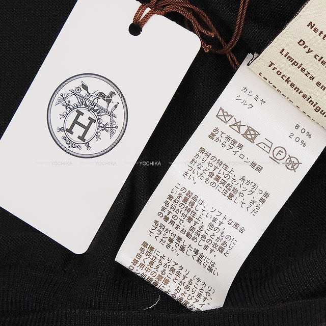 2025 AW HERMES Sweater Long-Sleeve Knit Sweater with Stripe Noir (Black) Cashmere/Wool #M H567120HA[EXCELLENT][Authentic]