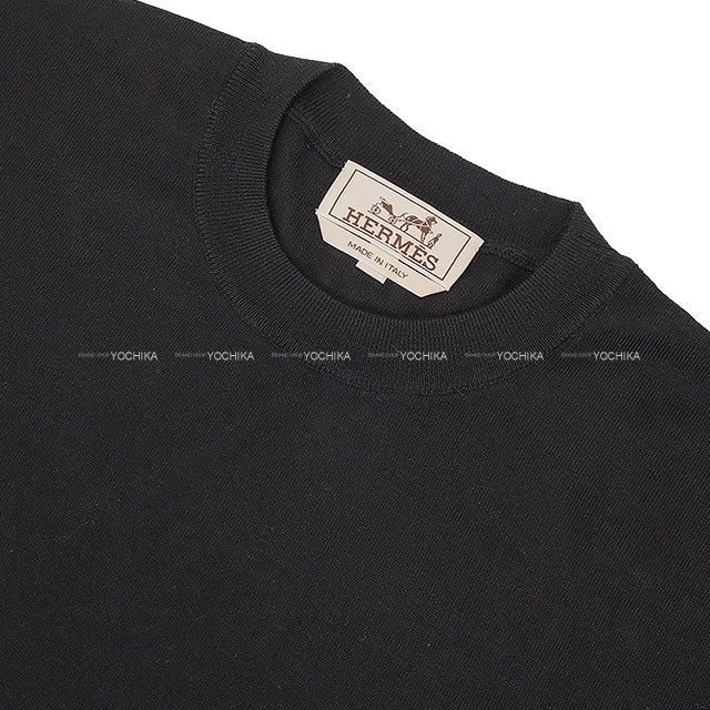 2025 AW HERMES Sweater Long-Sleeve Knit Sweater with Stripe Noir (Black) Cashmere/Wool #M H567120HA[EXCELLENT][Authentic]
