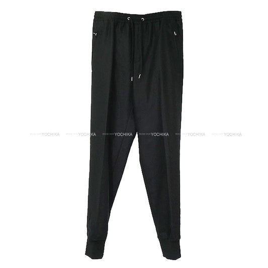 2025 AW HERMES Easy Pants Valmy with Serie Buttons Noir (Black) Wool/Cotton #40 Silver HW H565120H2[EXCELLENT][Authentic]