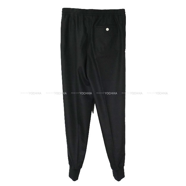 2025 AW HERMES Easy Pants Valmy with Serie Buttons Noir (Black) Wool/Cotton #40 Silver HW H565120H2[EXCELLENT][Authentic]