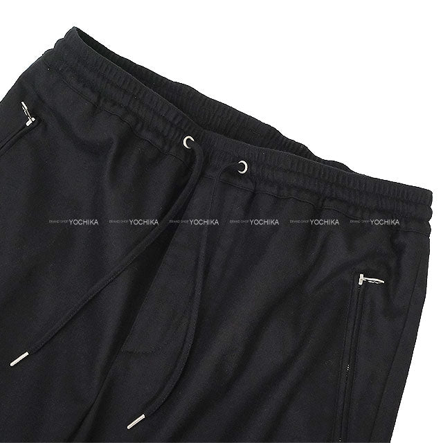 2025 AW HERMES Easy Pants Valmy with Serie Buttons Noir (Black) Wool/Cotton #40 Silver HW H565120H2[EXCELLENT][Authentic]