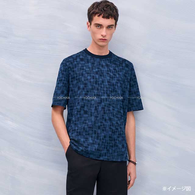 2025 SS HERMES Short sleeve t shirt Men’s H Graphic Claques en Ocean Cotton #M H557990HA[EXCELLENT][Authentic]
