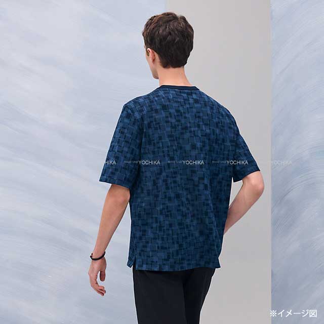 2025 SS HERMES Short sleeve t shirt Men’s H Graphic Claques en Ocean Cotton #M H557990HA[EXCELLENT][Authentic]