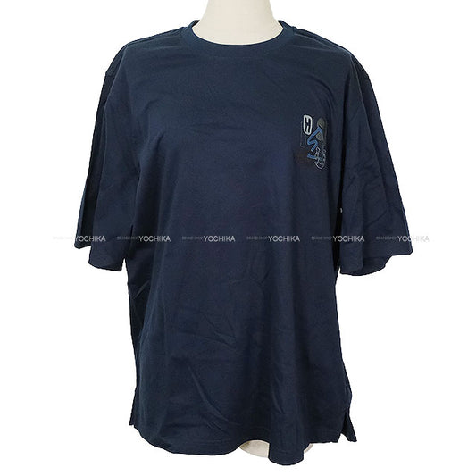2025 SS HERMES Short sleeve t shirt Men’s H-Puzzle Navy Cotton #S H557930HA[EXCELLENT][Authentic]