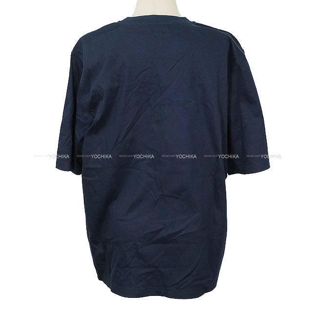 2025 SS HERMES Short sleeve t shirt Men’s H-Puzzle Navy Cotton #S H557930HA[EXCELLENT][Authentic]