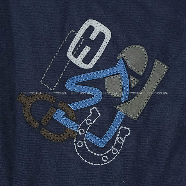 2025 SS HERMES Short sleeve t shirt Men’s H-Puzzle Navy Cotton #S H557930HA[EXCELLENT][Authentic]