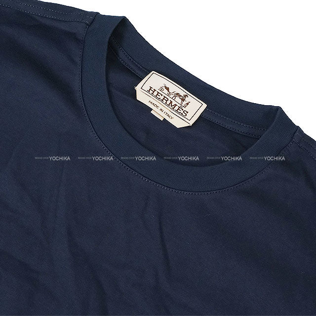 2025 SS HERMES Short sleeve t shirt Men’s H-Puzzle Navy Cotton #S H557930HA[EXCELLENT][Authentic]