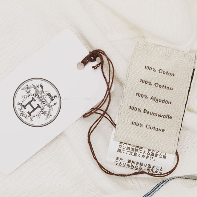 2025 SS HERMES Knit Men’s Short-Sleeve Knit Pull Col Rond with H Tuck Blanc (White) Cotton #S H557250HA[EXCELLENT][Authentic]