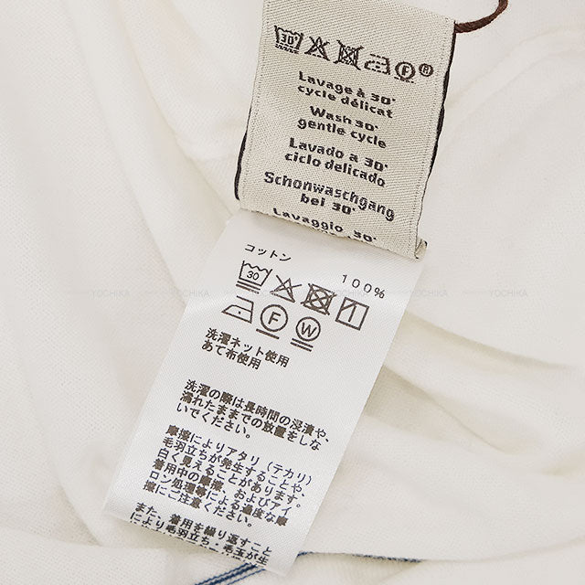 2025 SS HERMES Knit Men’s Short-Sleeve Knit Pull Col Rond with H Tuck Blanc (White) Cotton #S H557250HA[EXCELLENT][Authentic]