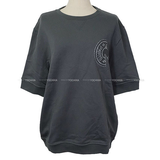 2025 AW HERMES Short sleeve t shirt Men's Sweatshirt Crew de Sel with Patch Embroidery Grey Cotton #M H567775HA[EXCELLENT][Authentic]