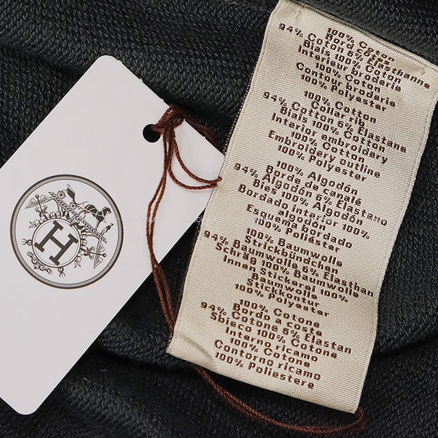 2025 AW HERMES Short sleeve t shirt Men's Sweatshirt Crew de Sel with Patch Embroidery Grey Cotton #M H567775HA[EXCELLENT][Authentic]