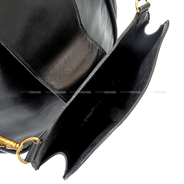 [Pre-loved] HERMES Shoulder bag Trim with Pockets Vintage Noir (Black) Box Calf Gold HW Stamp 〇B[USED A][Authentic]