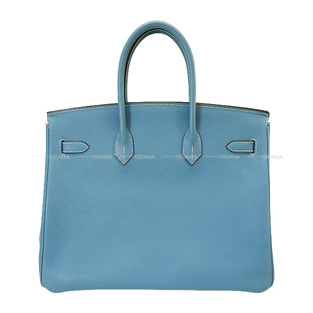 [Pre-loved] HERMES Handbag Birkin35 Bleu Jean Veau Epsom Silver HW Stamp □K[LIKE NEW][Authentic]