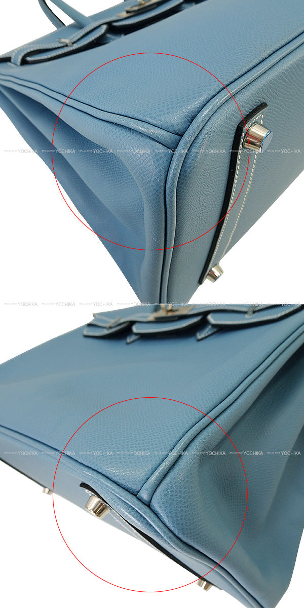 [Pre-loved] HERMES Handbag Birkin35 Bleu Jean Veau Epsom Silver HW Stamp □K[LIKE NEW][Authentic]