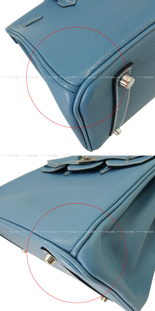 [Pre-loved] HERMES Handbag Birkin35 Bleu Jean Veau Epsom Silver HW Stamp □K[LIKE NEW][Authentic]