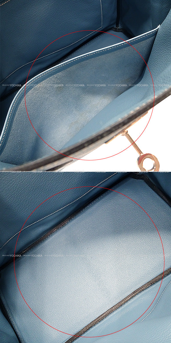 [Pre-loved] HERMES Handbag Birkin35 Bleu Jean Veau Epsom Silver HW Stamp □K[LIKE NEW][Authentic]