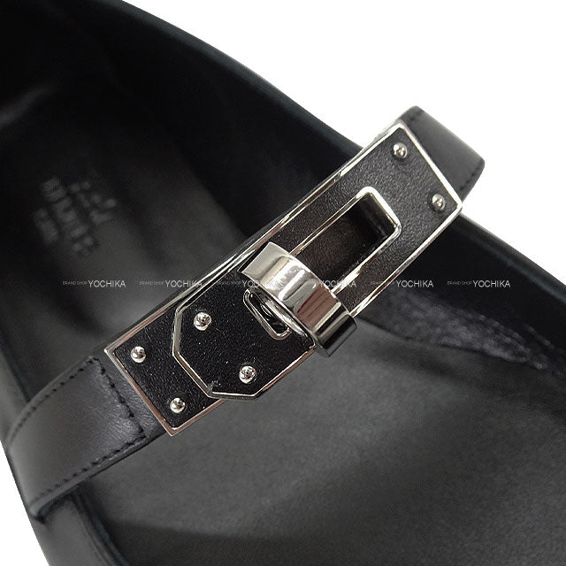 2025SS HERMES ballet shoes(flat shoes) Kelly buckle Noir (Black) Calfskin #35 Silver HW[EXCELLENT][Authentic]